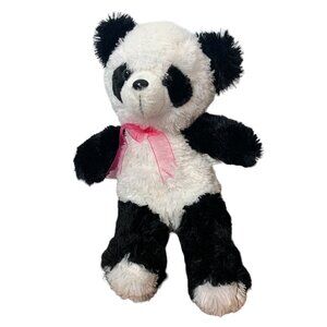 EEC International Panda Bear Plush Stuffed Animal Toy Pink Ribbon Bow 15”